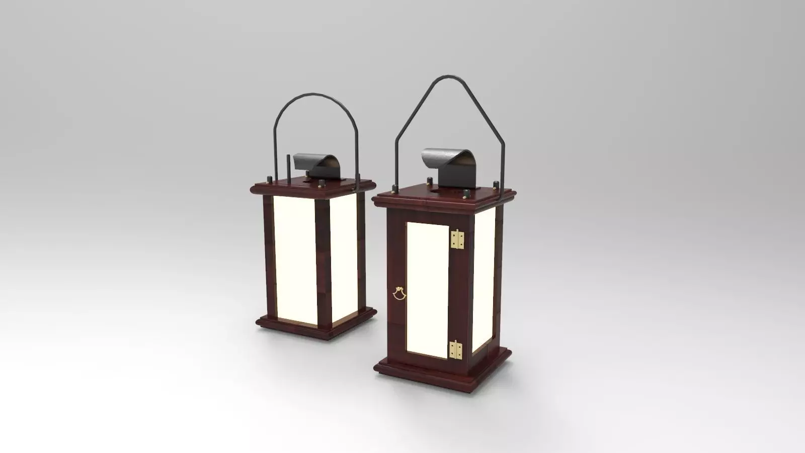 lantern T two wooden lanterns 3D model_0