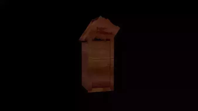 Wooden Outhouse With Bowl Inside Low-poly 3D model