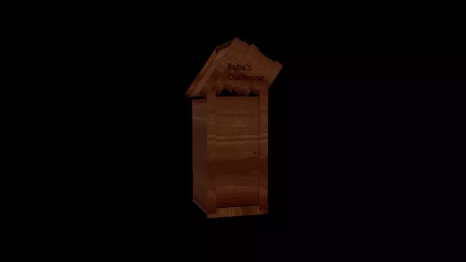 Wooden Outhouse With Bowl Inside Low-poly 3D model