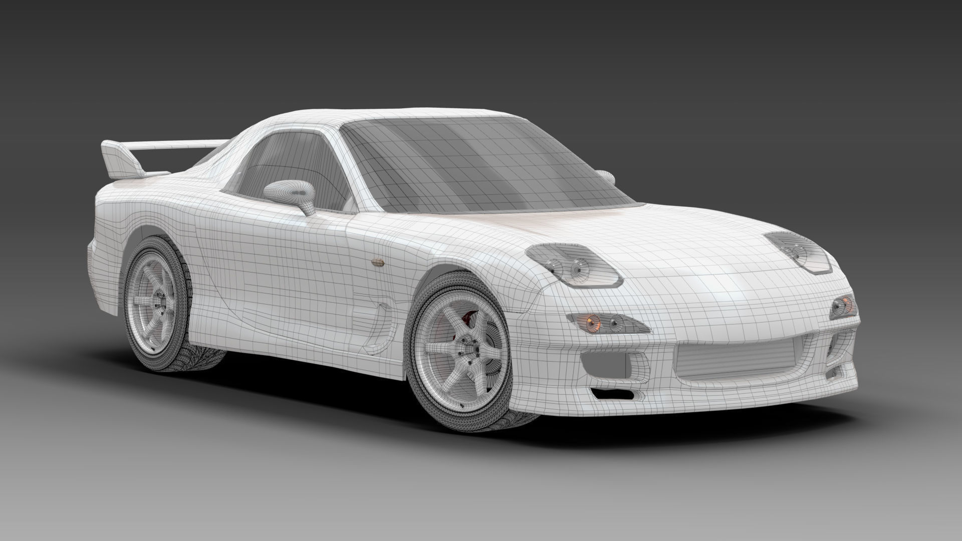 Mazda RX7 FD Turbo 1995 Low-poly 3D model_6