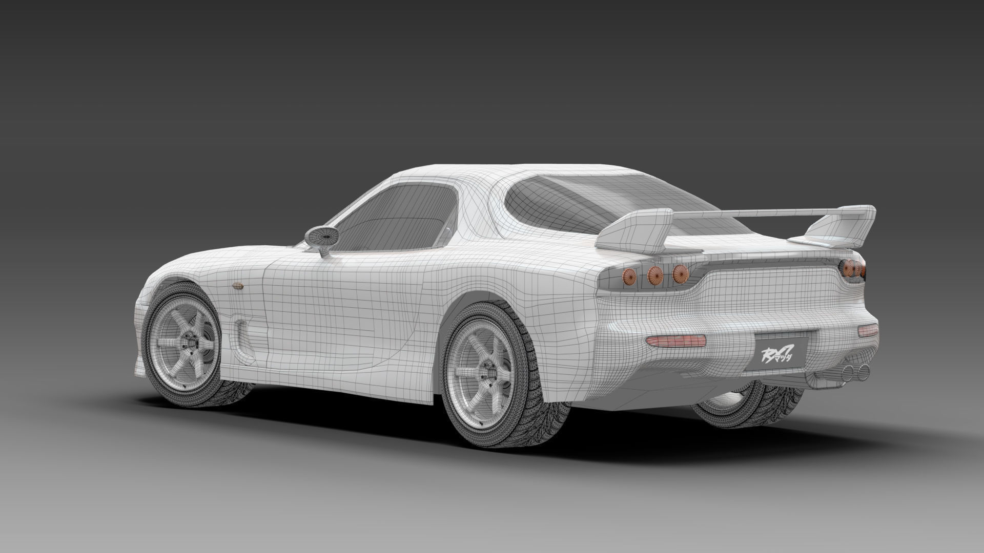 Mazda RX7 FD Turbo 1995 Low-poly 3D model_7