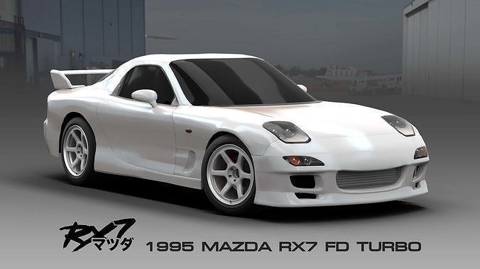 Mazda RX7 FD Turbo 1995 Low-poly 3D model_8