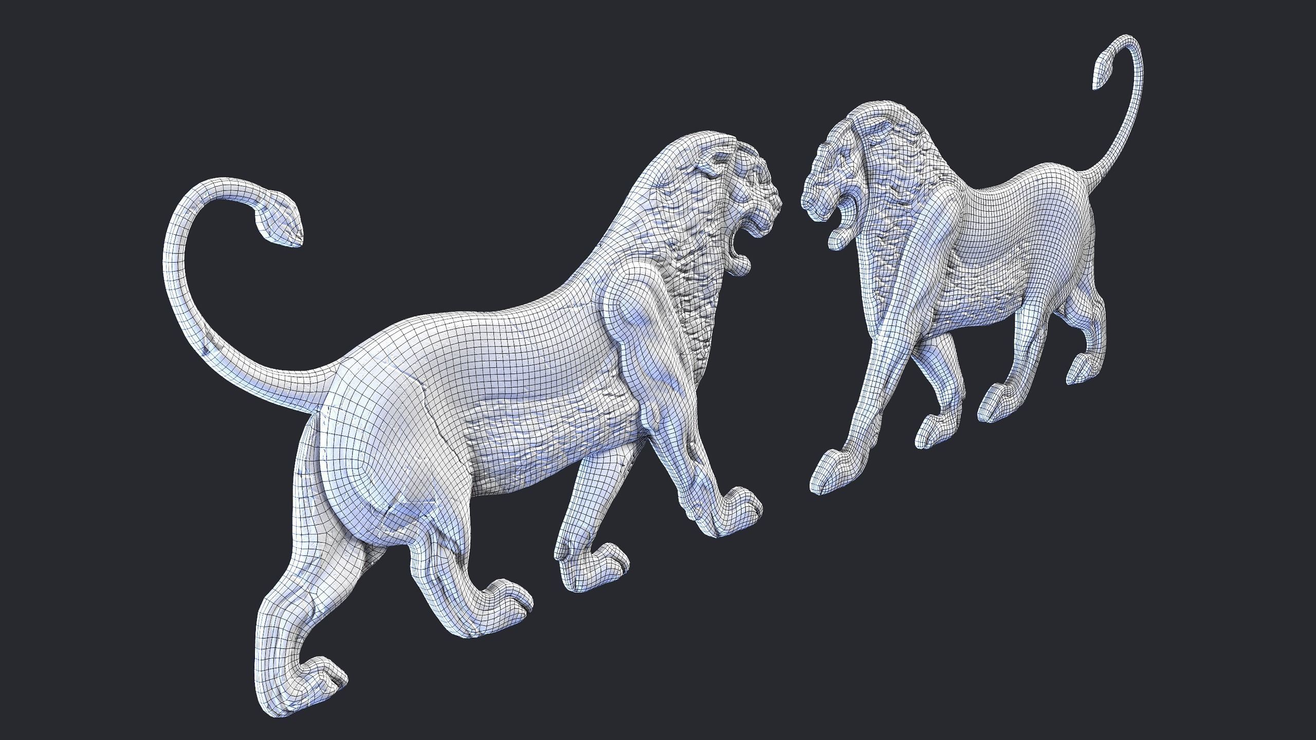 Persian Lion Bas Relief Low-poly 3D model_8