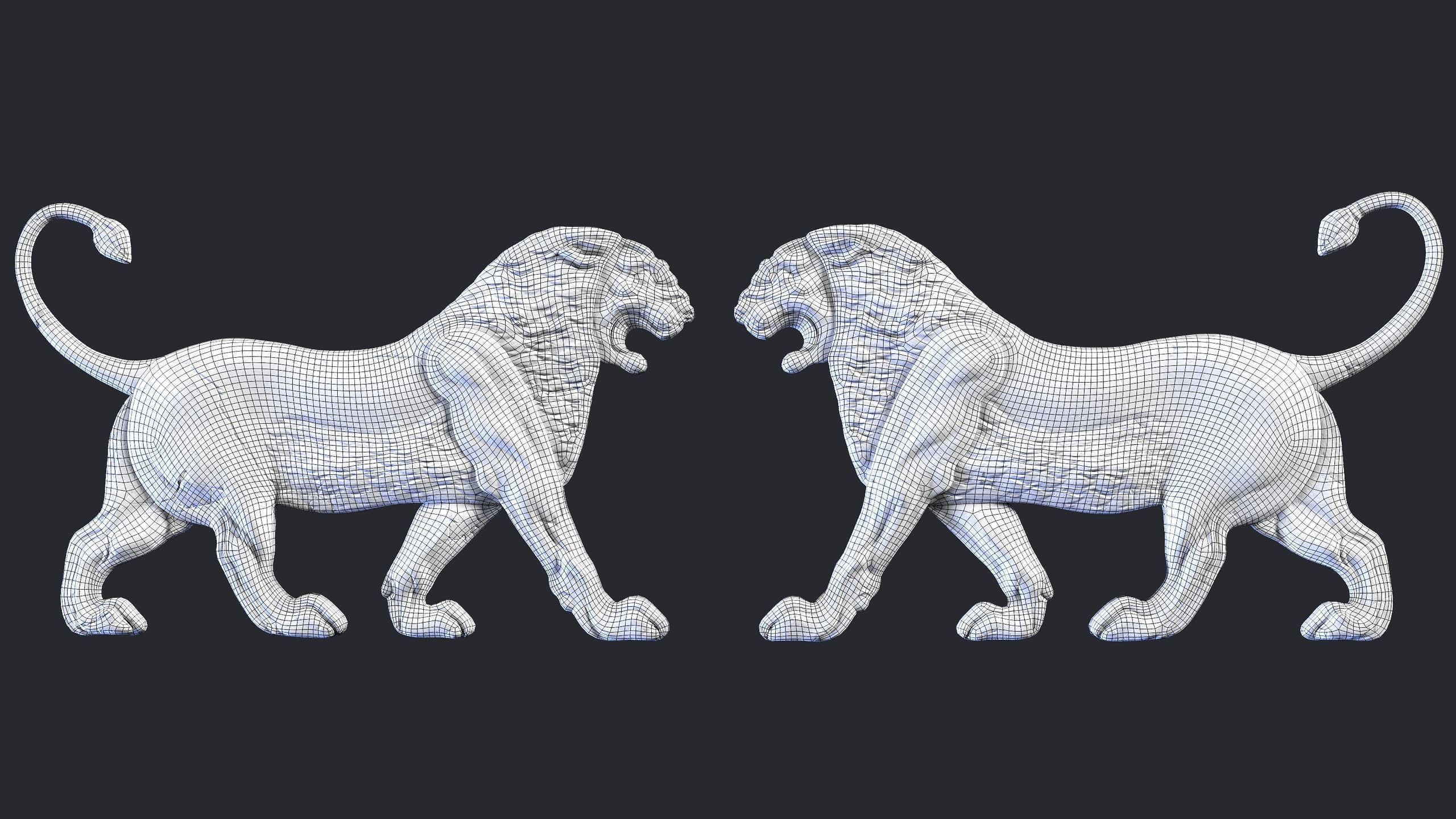 Persian Lion Bas Relief Low-poly 3D model_7