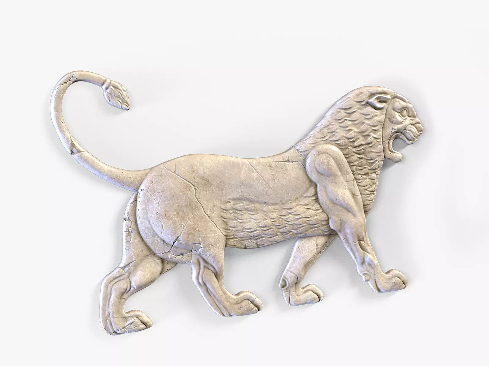 Persian Lion Bas Relief Low-poly 3D model_0