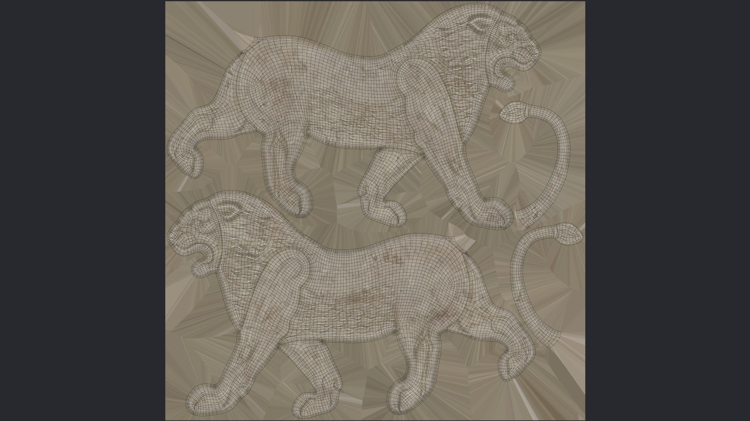 Persian Lion Bas Relief Low-poly 3D model_6