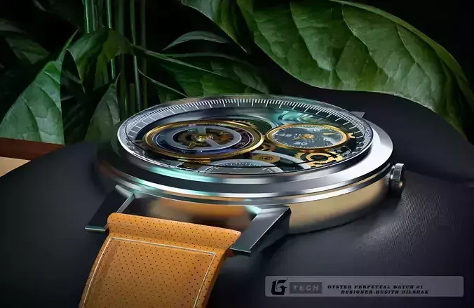 watch 3d model in wooden box Low-poly 3D model