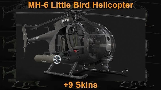 MH-6 Little Bird Helicopter plus 9 skins