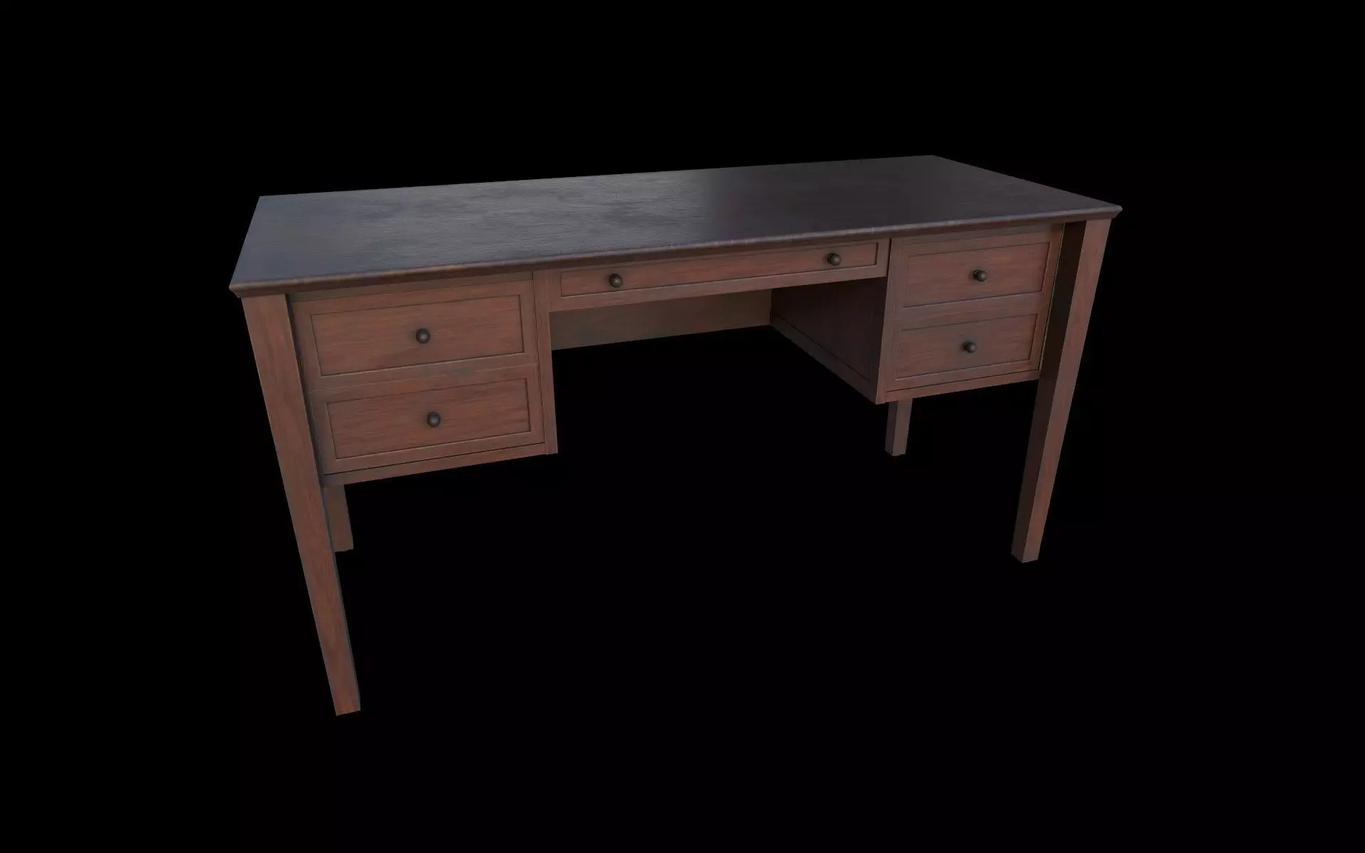 Old Desk Low-poly 3D model_0