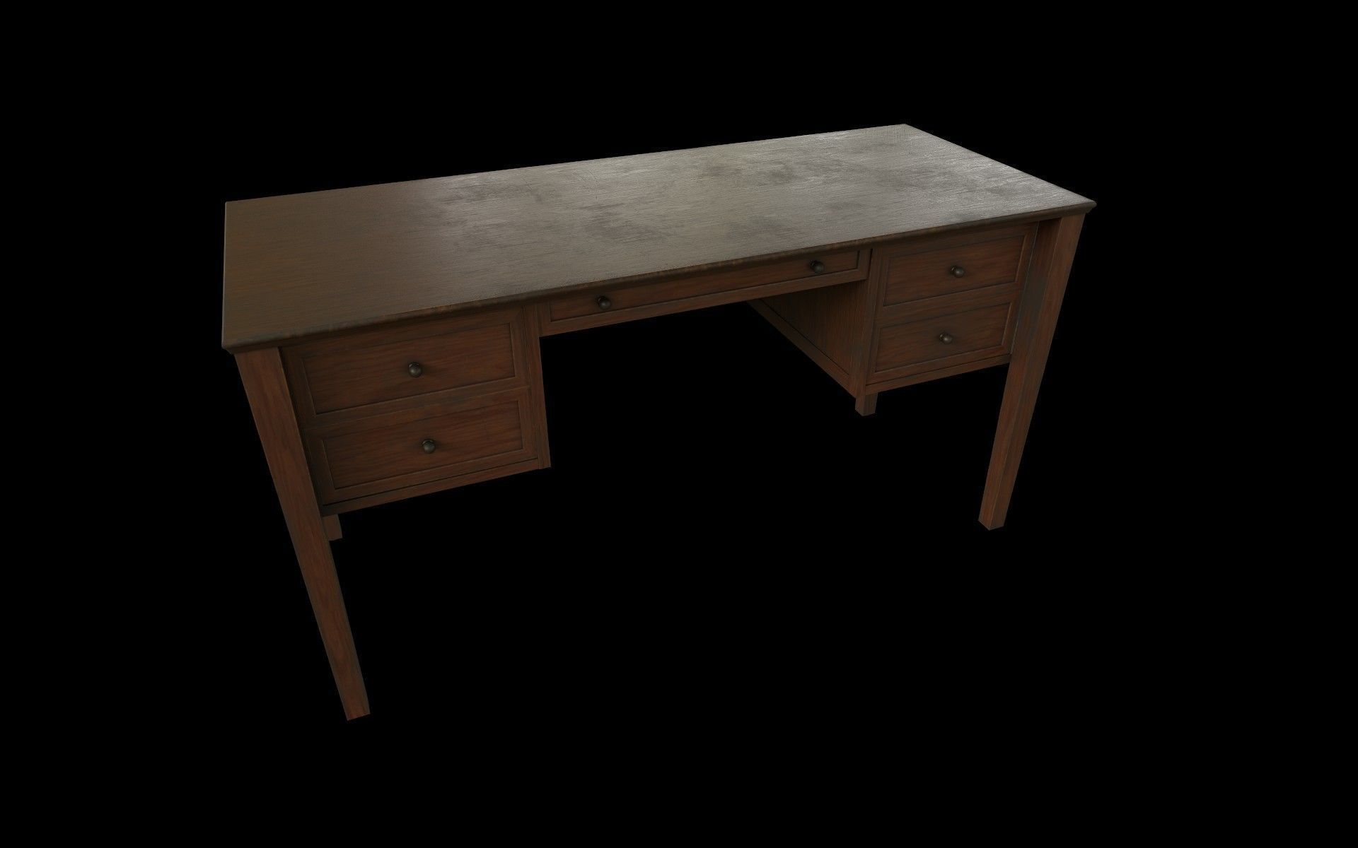 Old Desk Low-poly 3D model_3