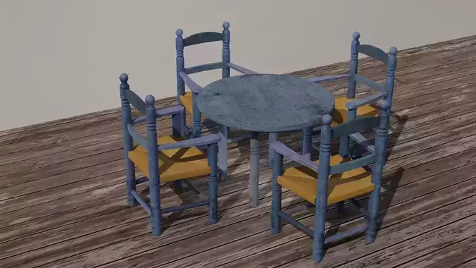 Small table and chairs for children 3D model