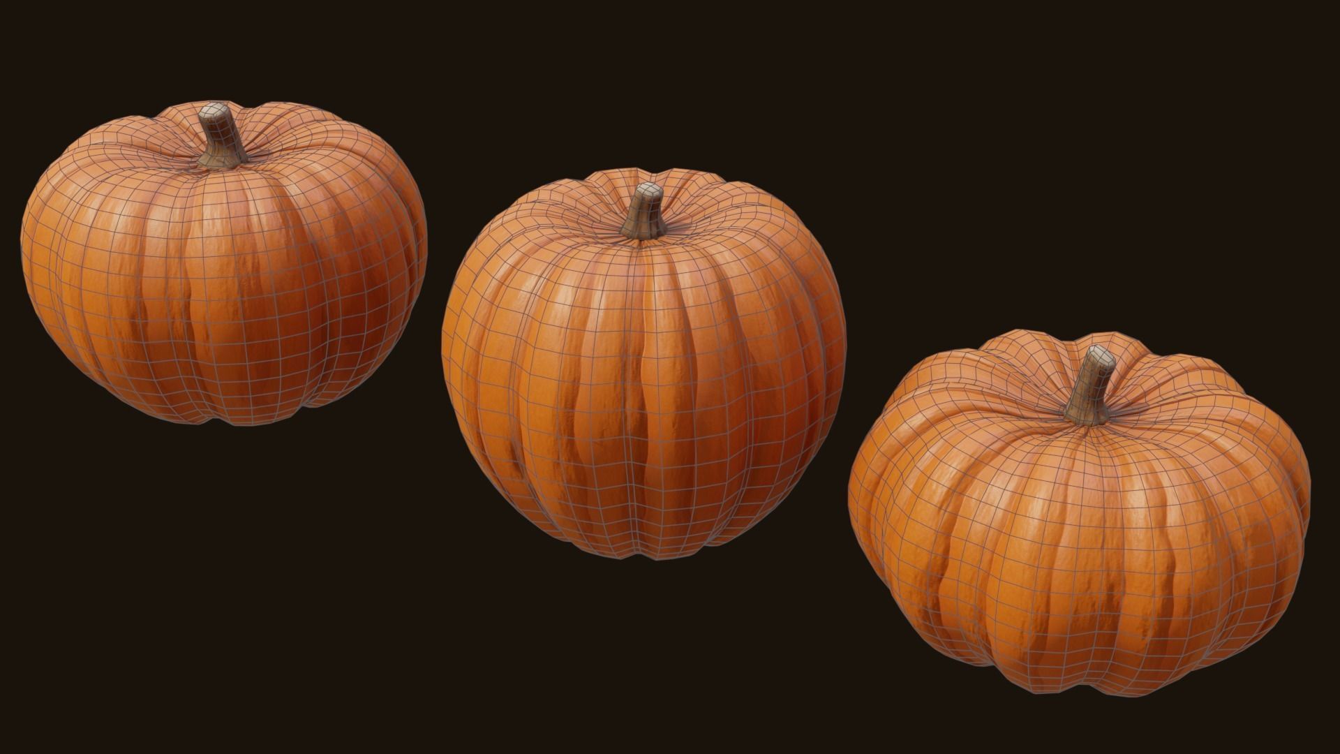 Pumpkins pumpkin Low-poly 3D model_1