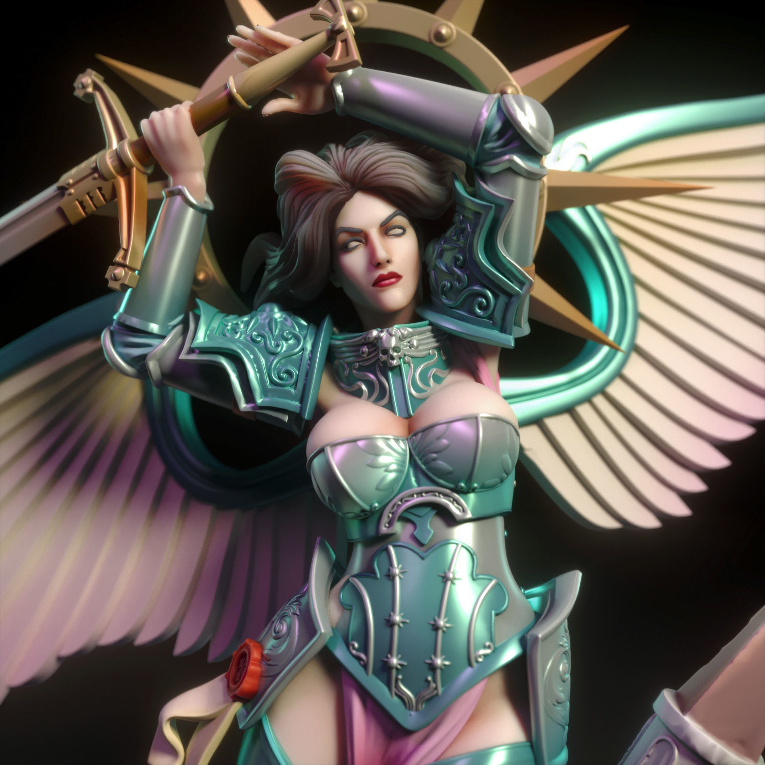 Celeste statue of woman holding sword 3D print model_6