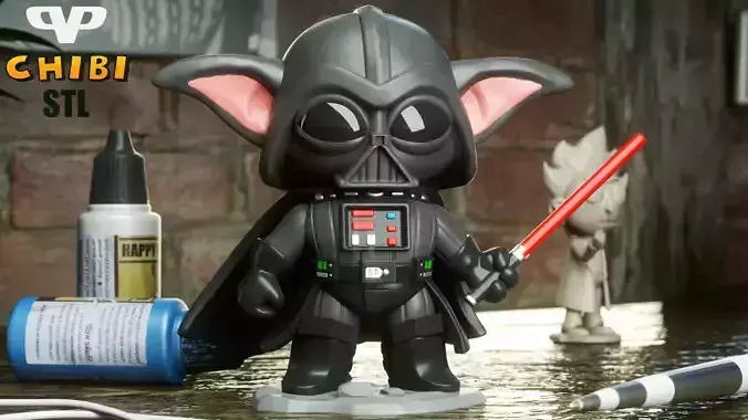 Baby Yoda as Darth Vader Chibi STL for 3D Printing ChibiSTL 3DXM