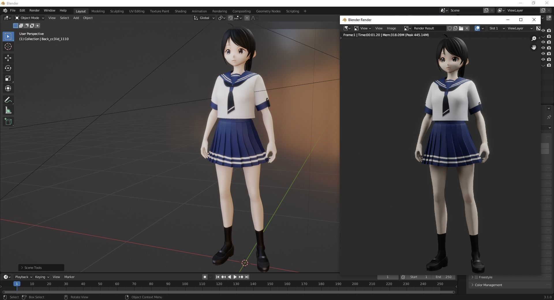 VRM girl Asian Woman RealTime japanese korean Female 3D VRCHAT Low-poly 3D model_13