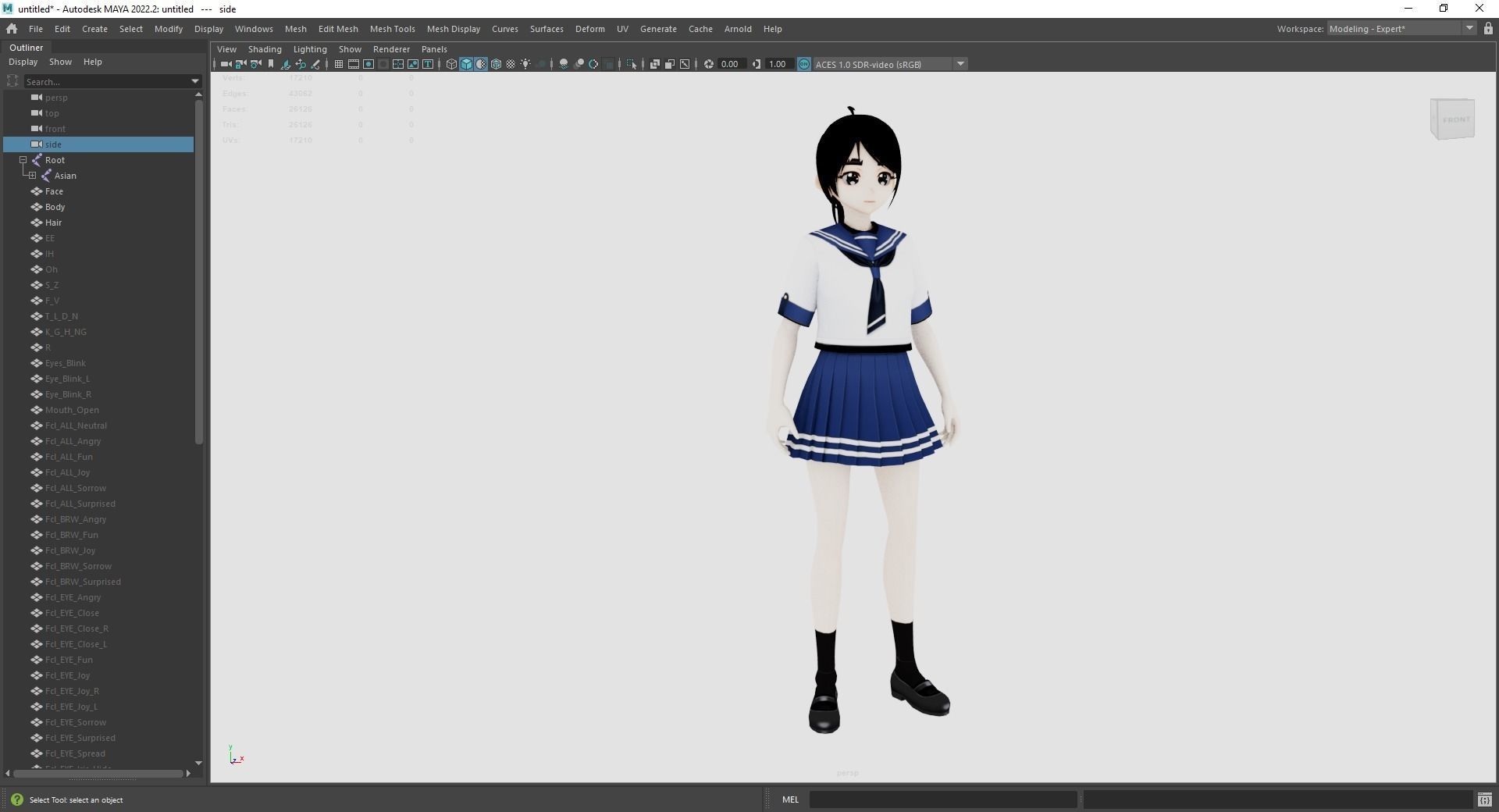 VRM girl Asian Woman RealTime japanese korean Female 3D VRCHAT Low-poly 3D model_15