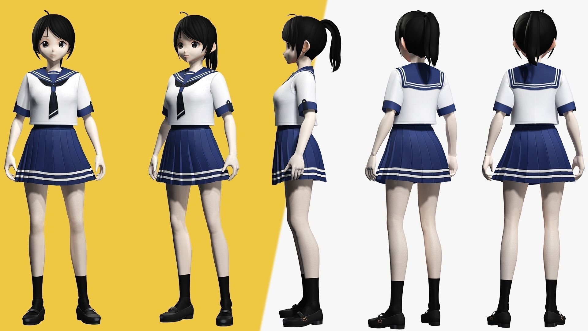 VRM girl Asian Woman RealTime japanese korean Female 3D VRCHAT Low-poly 3D model_2