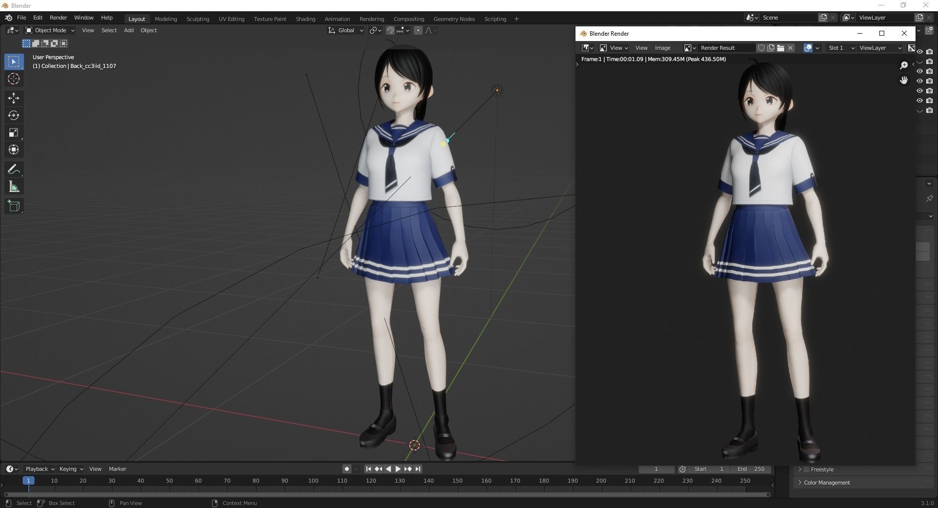 VRM girl Asian Woman RealTime japanese korean Female 3D VRCHAT Low-poly 3D model_12
