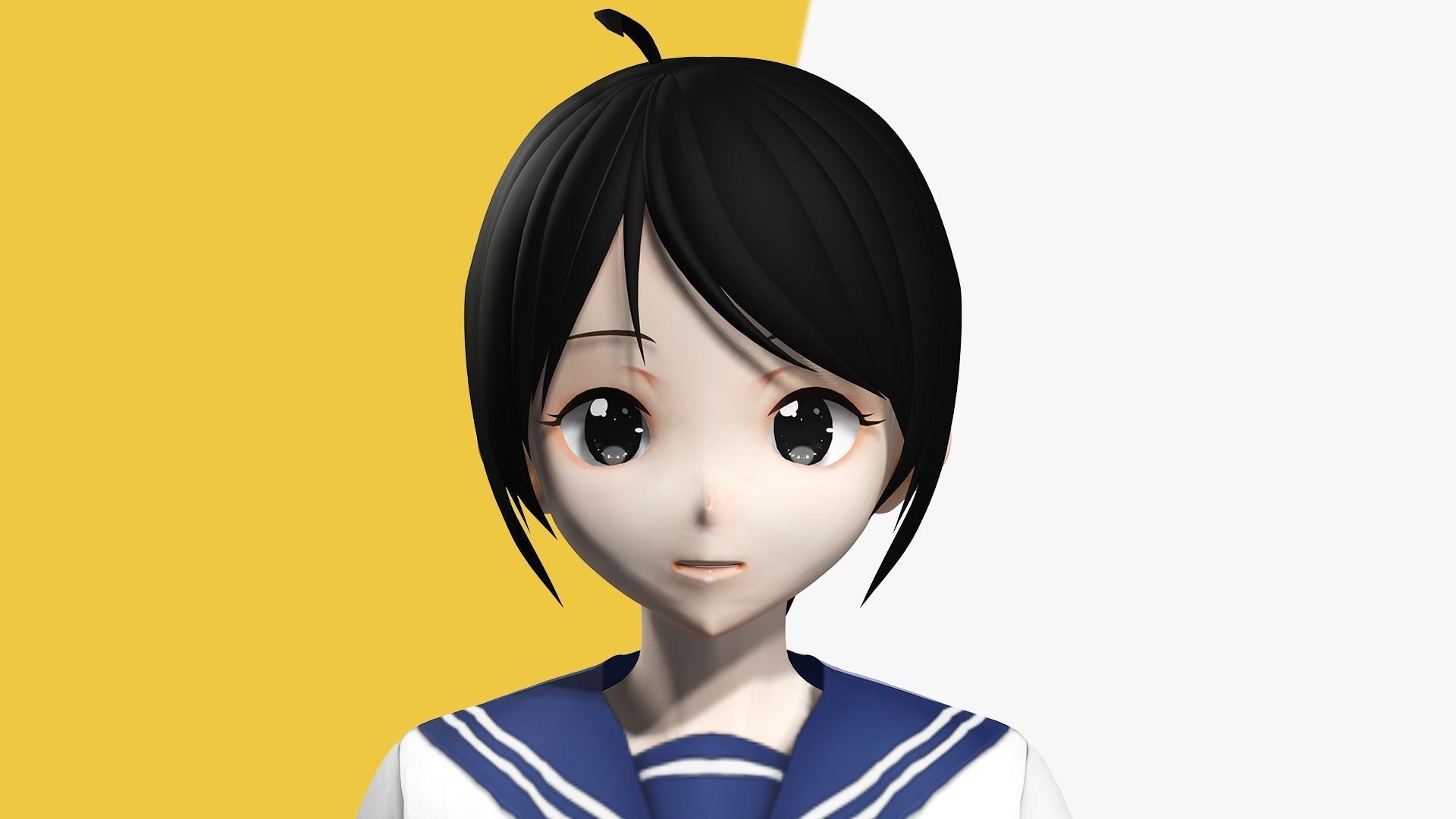 VRM girl Asian Woman RealTime japanese korean Female 3D VRCHAT Low-poly 3D model_6