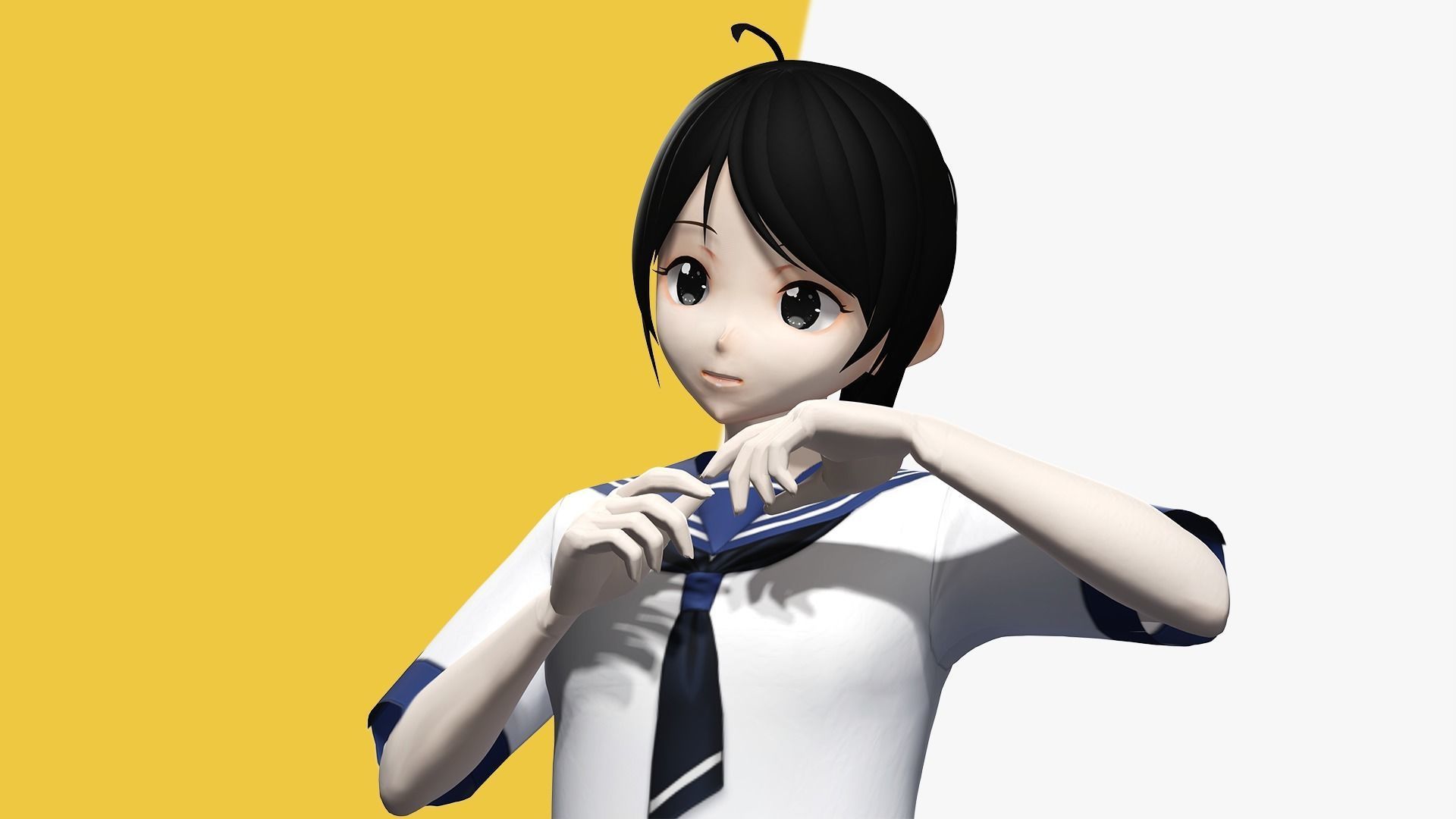 VRM girl Asian Woman RealTime japanese korean Female 3D VRCHAT Low-poly 3D model_8