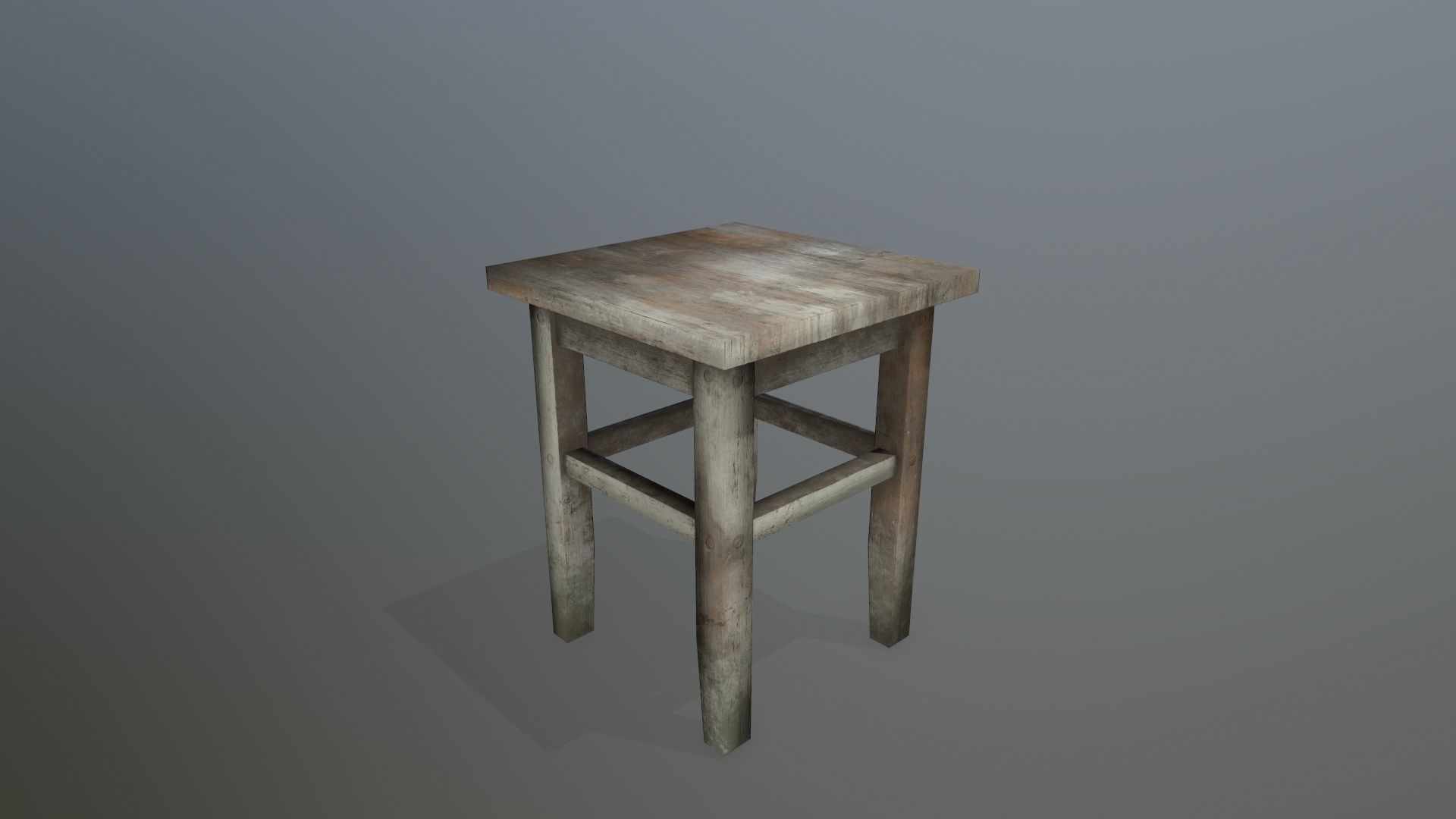 Footstool wooden table Low-poly 3D model_4