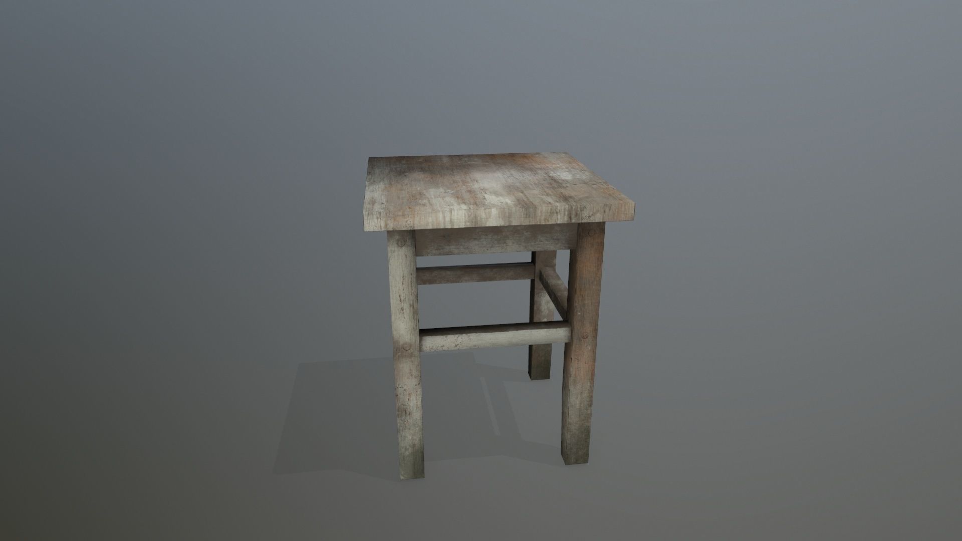 Footstool wooden table Low-poly 3D model_3