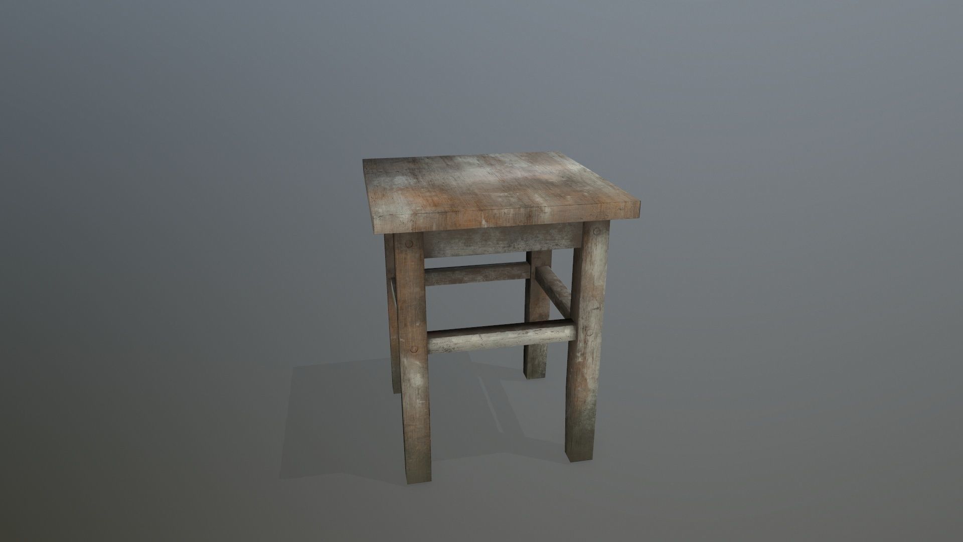 Footstool wooden table Low-poly 3D model_7