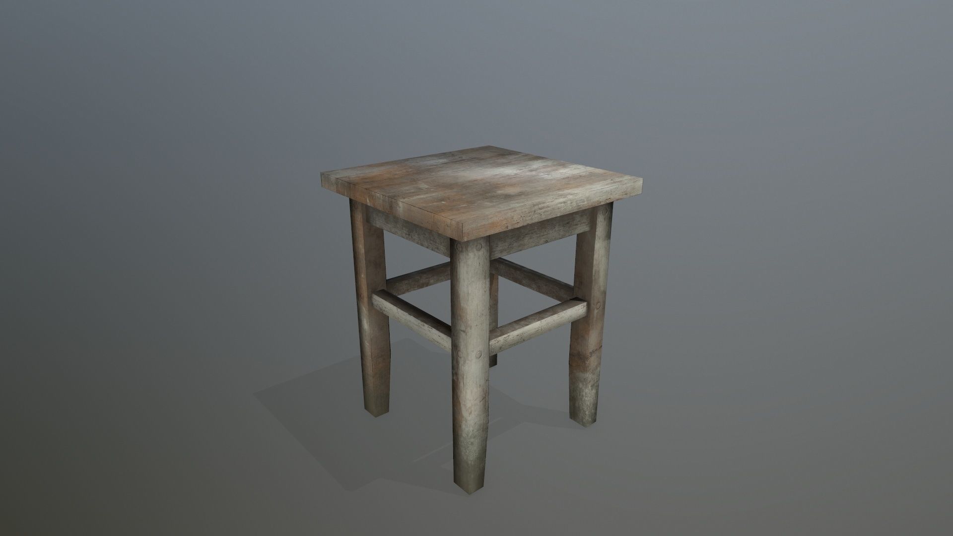 Footstool wooden table Low-poly 3D model_6
