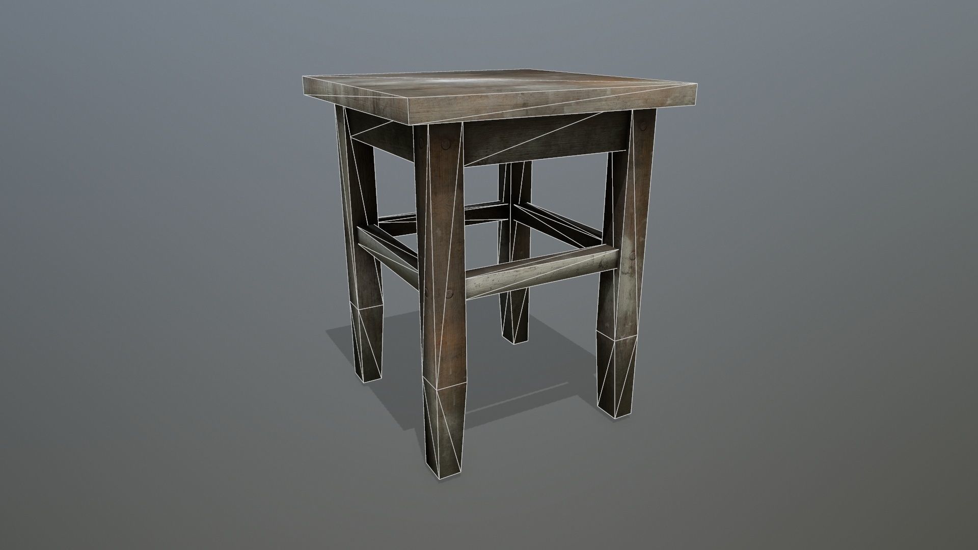 Footstool wooden table Low-poly 3D model_11