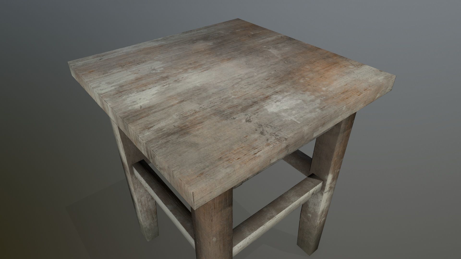 Footstool wooden table Low-poly 3D model_10