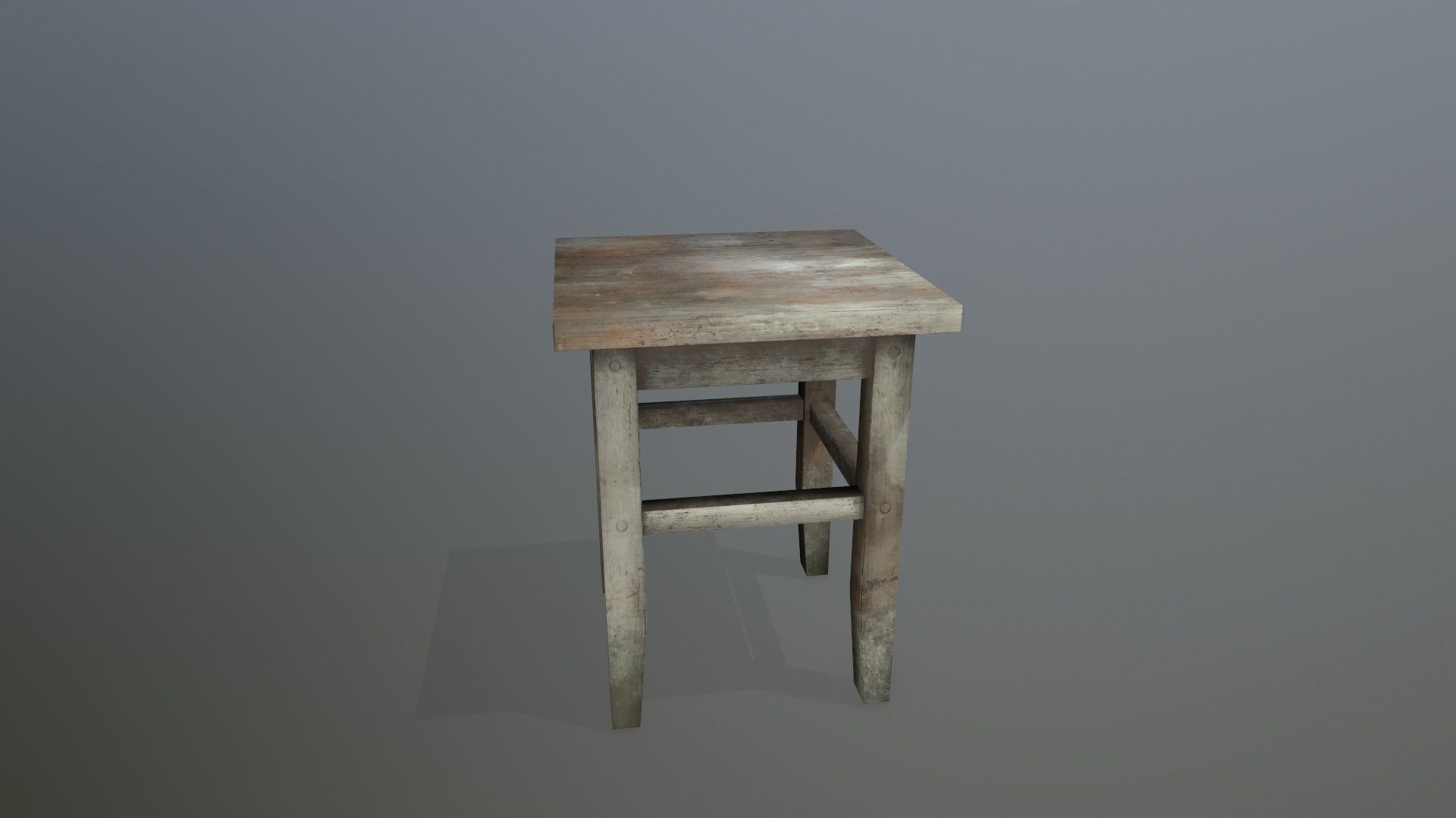Footstool wooden table Low-poly 3D model_5