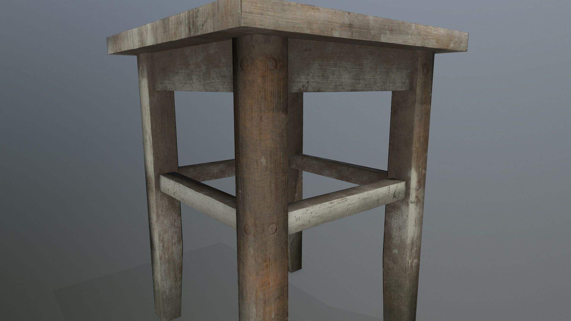 Footstool wooden table Low-poly 3D model_9
