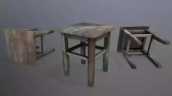 Footstool wooden table Low-poly 3D model