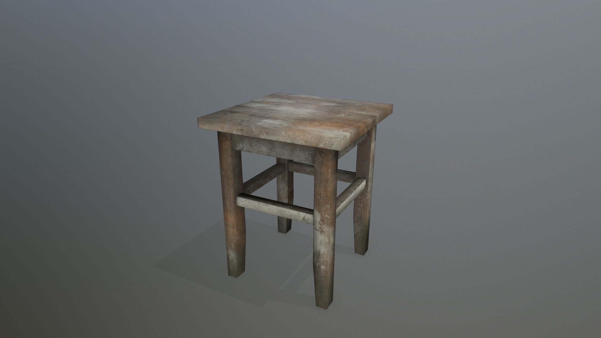 Footstool wooden table Low-poly 3D model_8