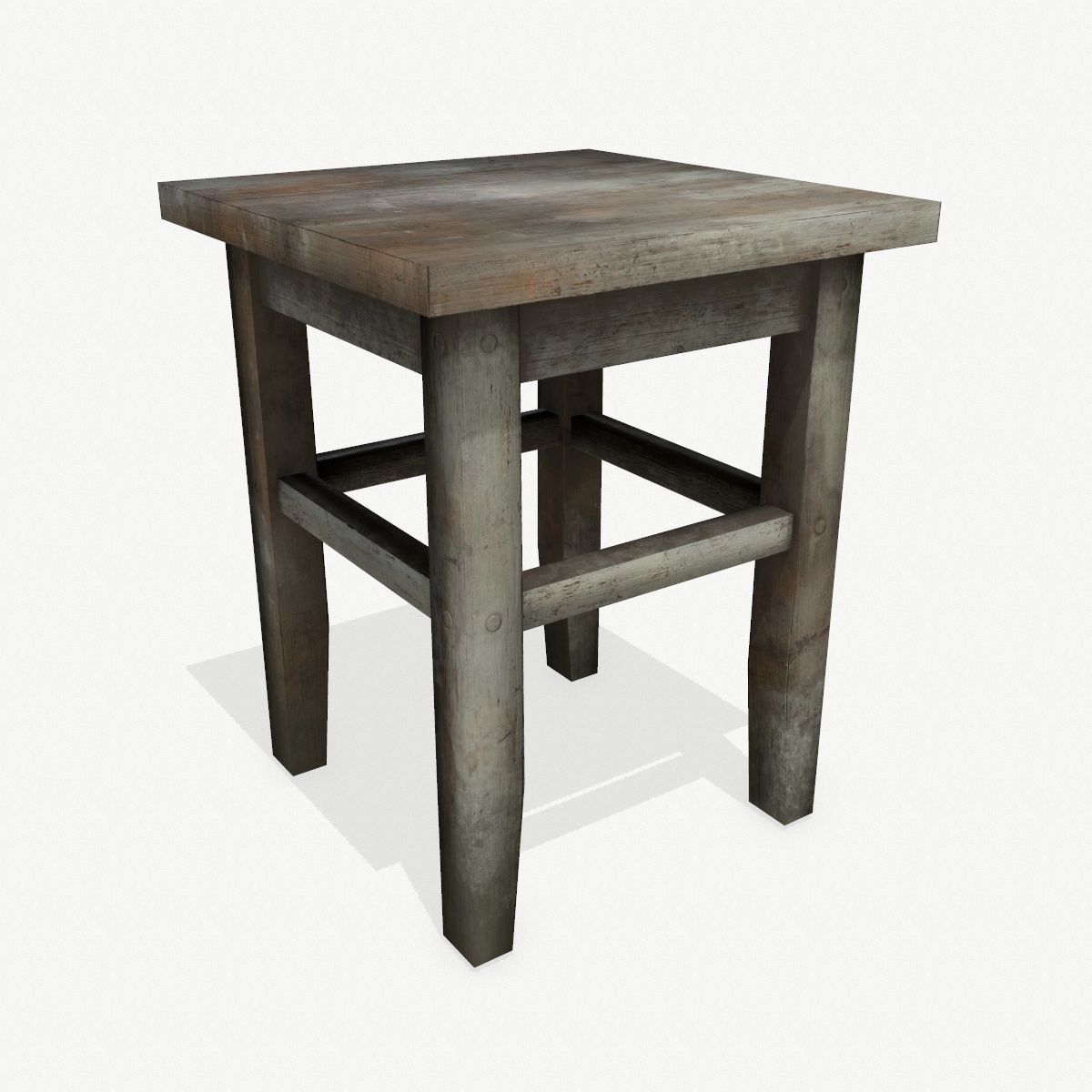 Footstool wooden table Low-poly 3D model_2