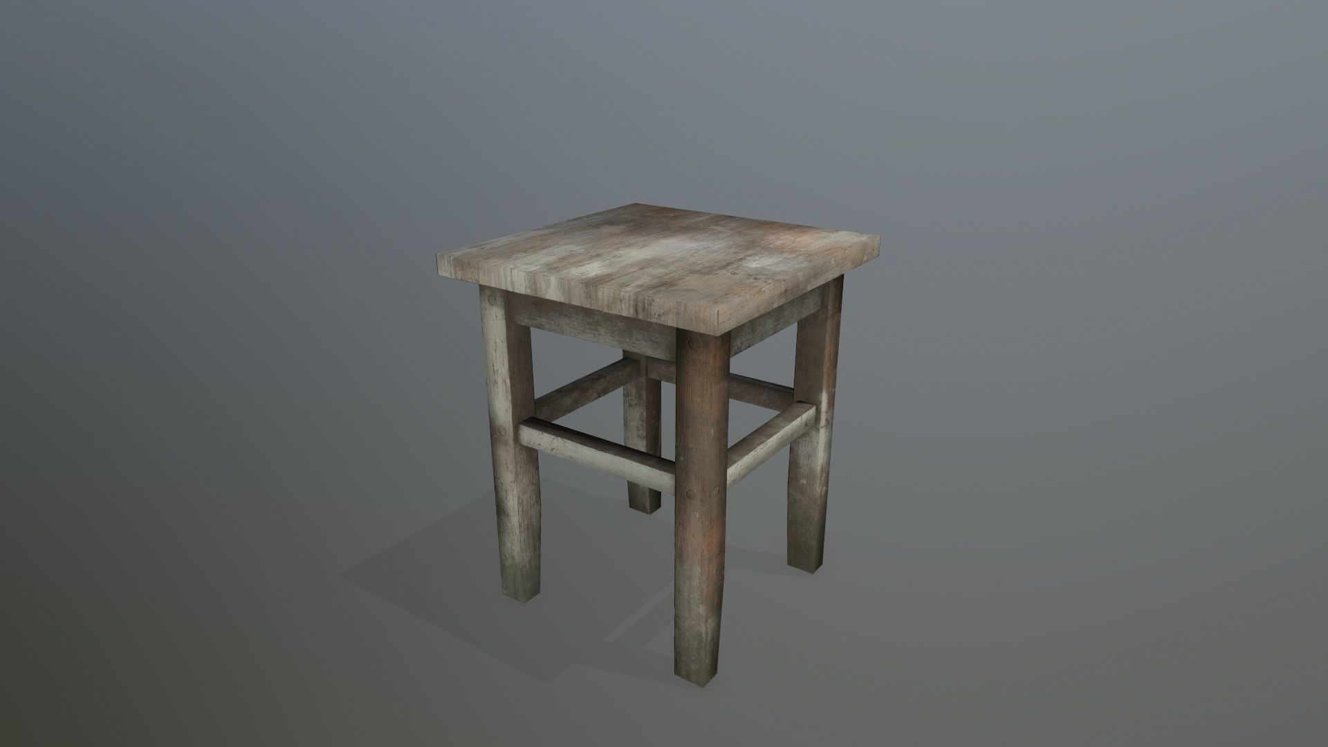 Footstool wooden table Low-poly 3D model_1