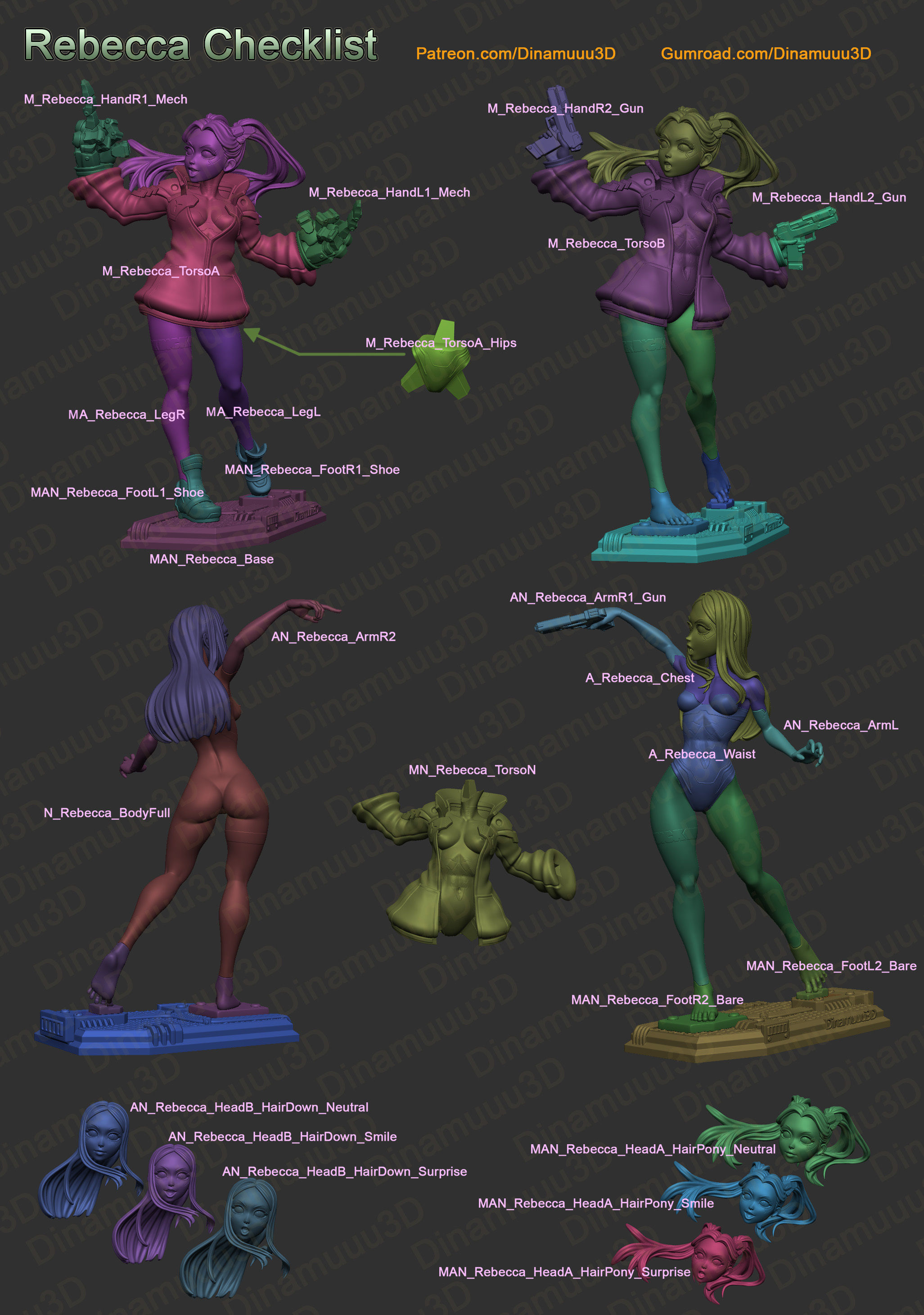 Rebecca Cyberpunk Edgerunners Multi Versions SFW NSFW STL 3D print model_8