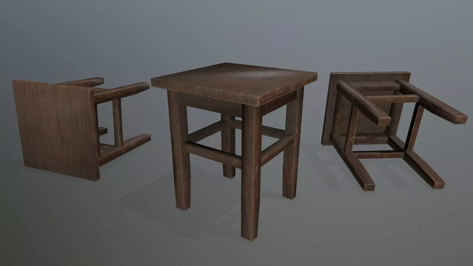 Footstool wooden table Low-poly 3D model
