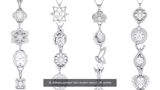 36 Solitaire pendant 3dm renders details 3D Model Collection