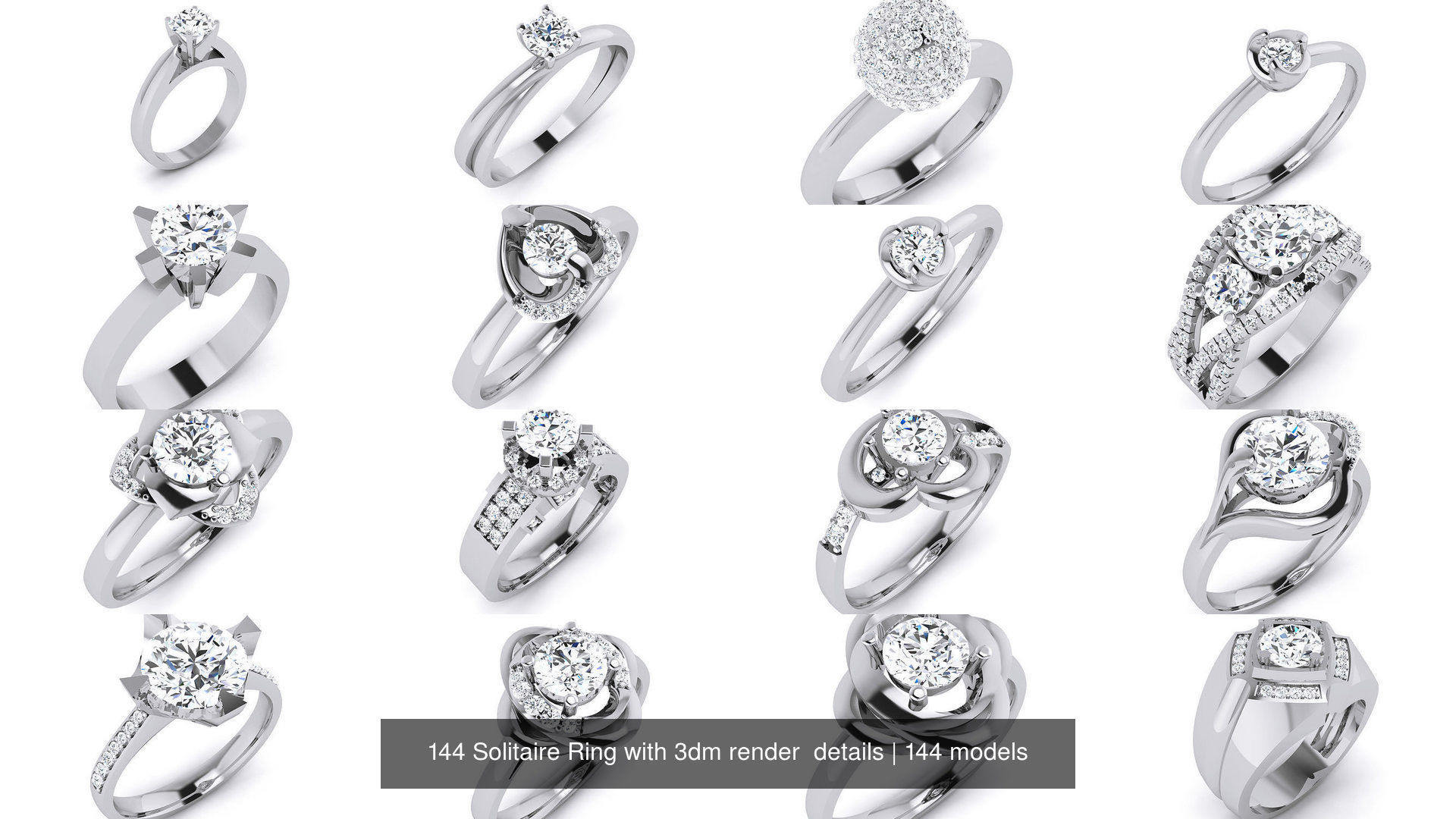 144 Solitaire Ring with 3dm render  details 3D Model Collection_12