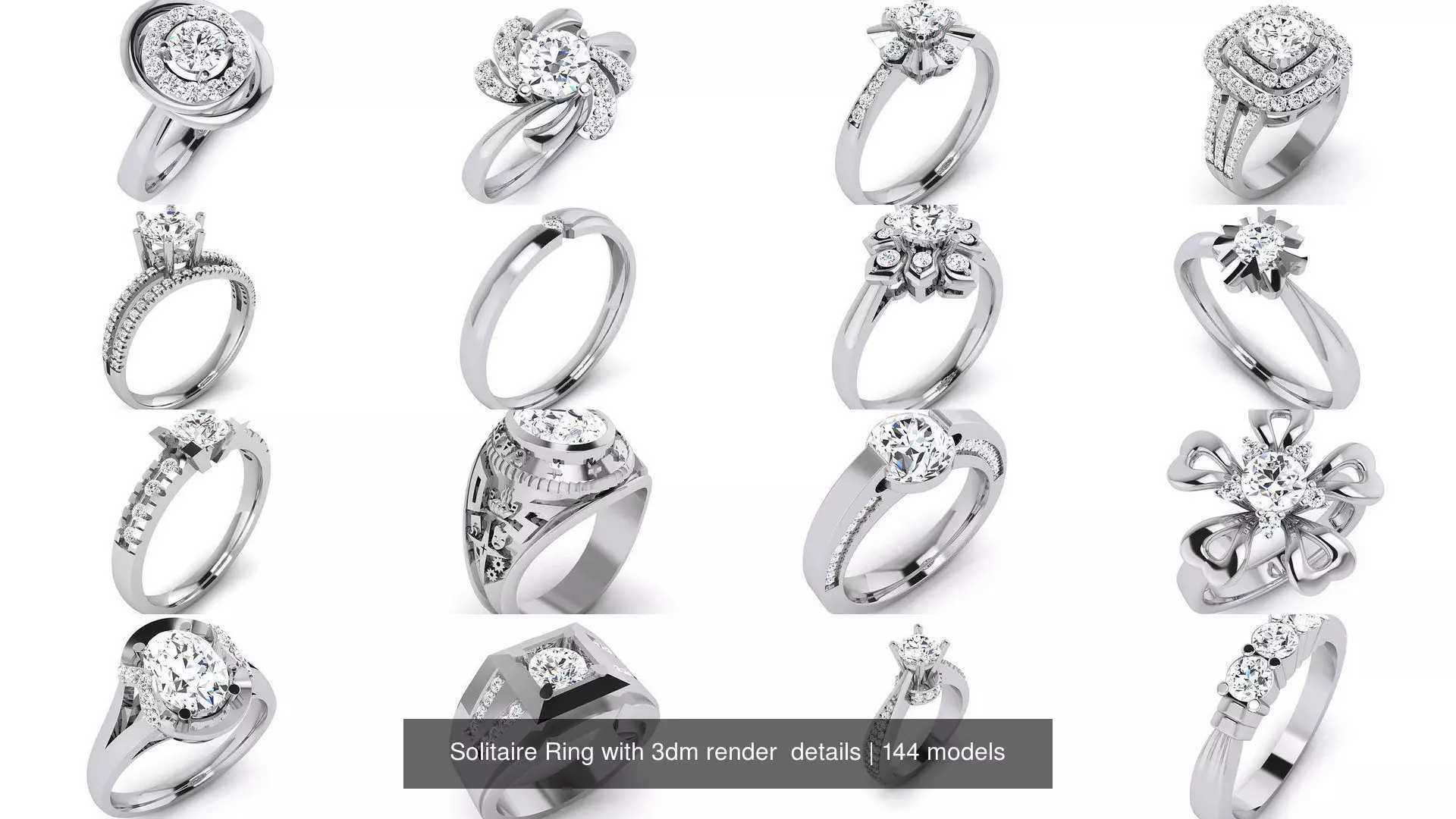 144 Solitaire Ring with 3dm render  details 3D Model Collection_0