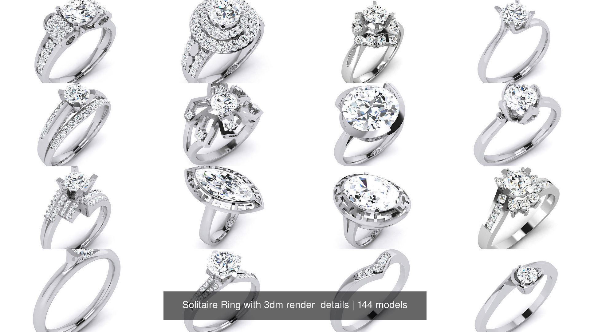 144 Solitaire Ring with 3dm render  details 3D Model Collection_4