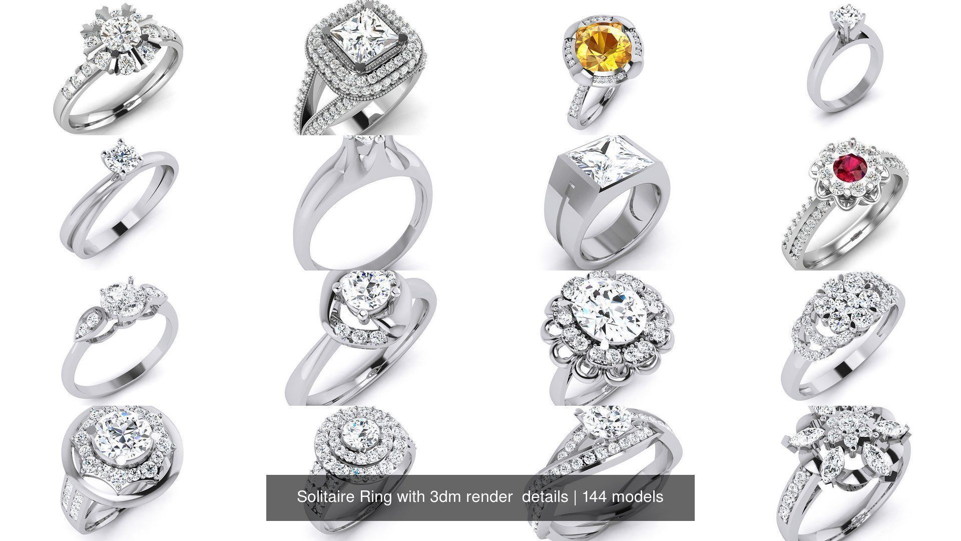 144 Solitaire Ring with 3dm render  details 3D Model Collection_2