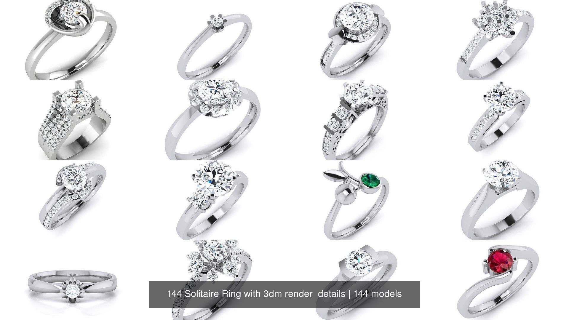 144 Solitaire Ring with 3dm render  details 3D Model Collection_16