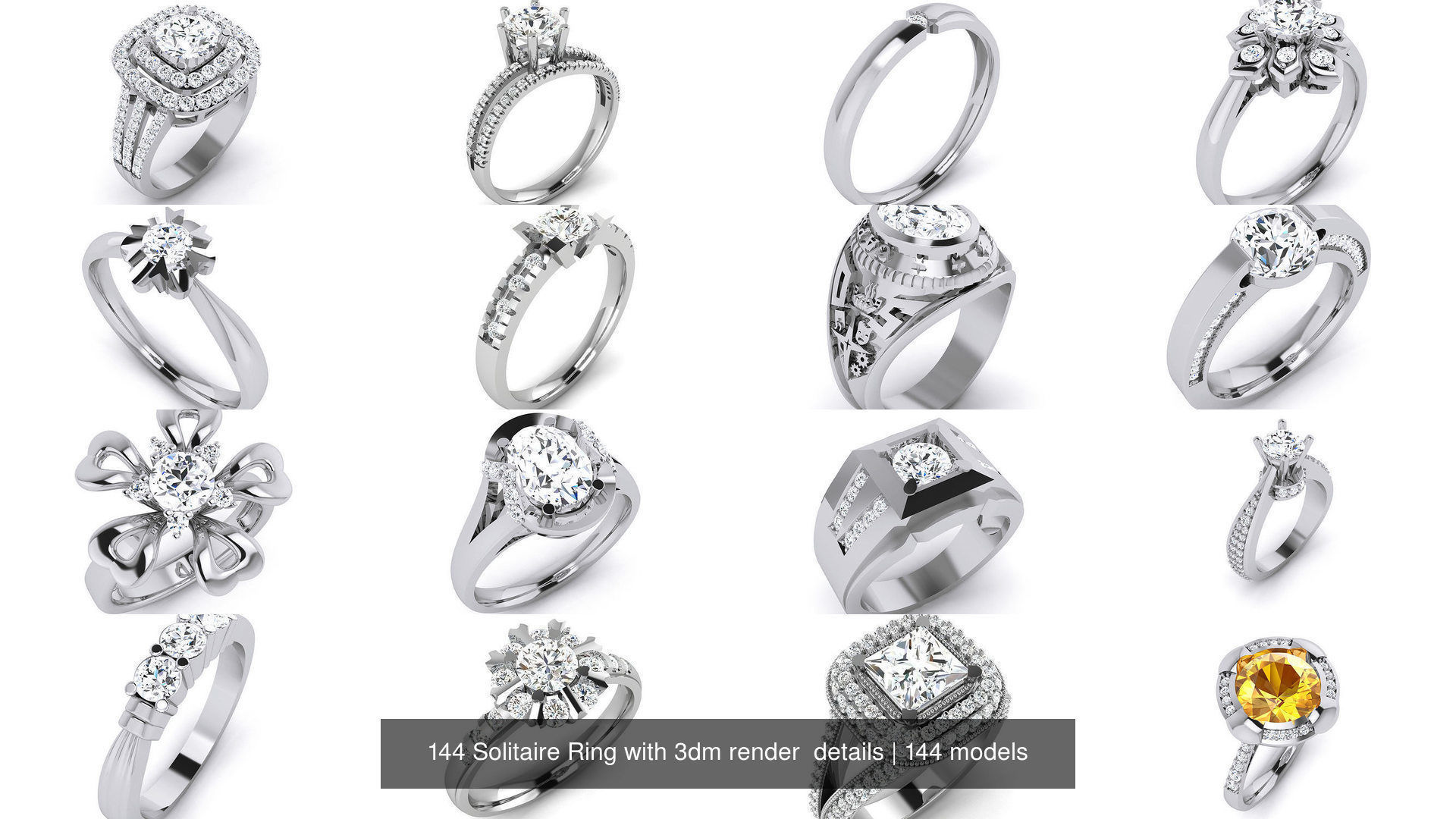 144 Solitaire Ring with 3dm render  details 3D Model Collection_10