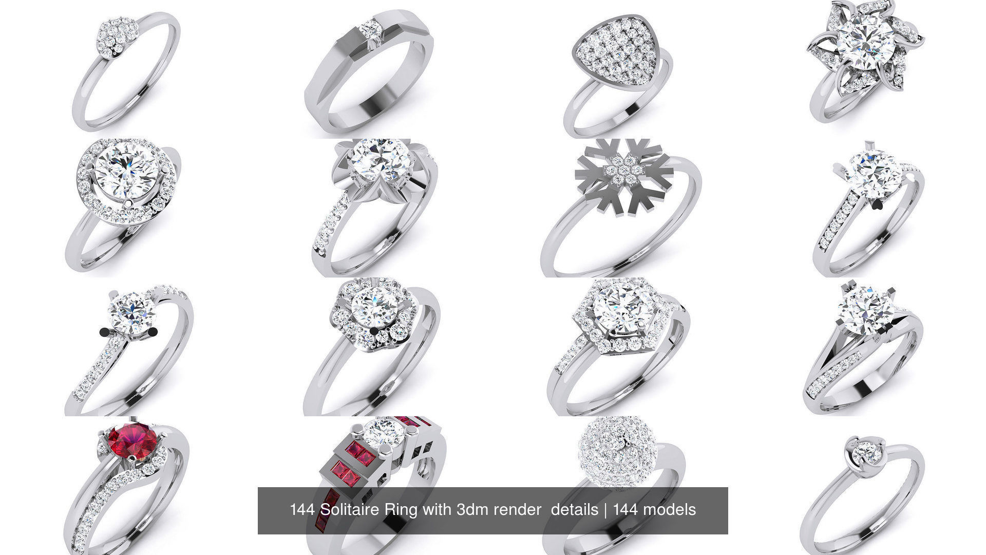 144 Solitaire Ring with 3dm render  details 3D Model Collection_6