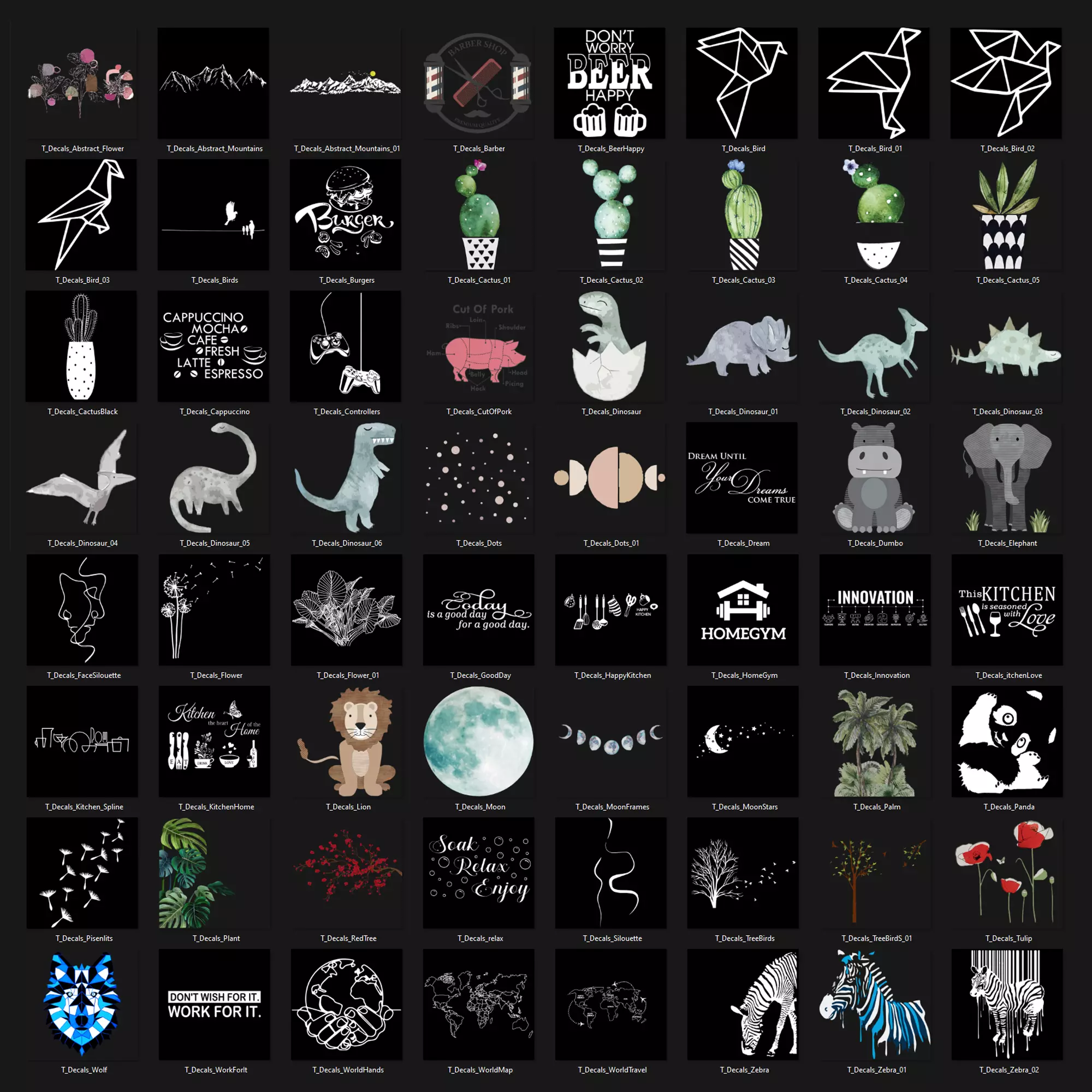 64 Decorative Cutouts Wall Decals 4K PNG Texture_0