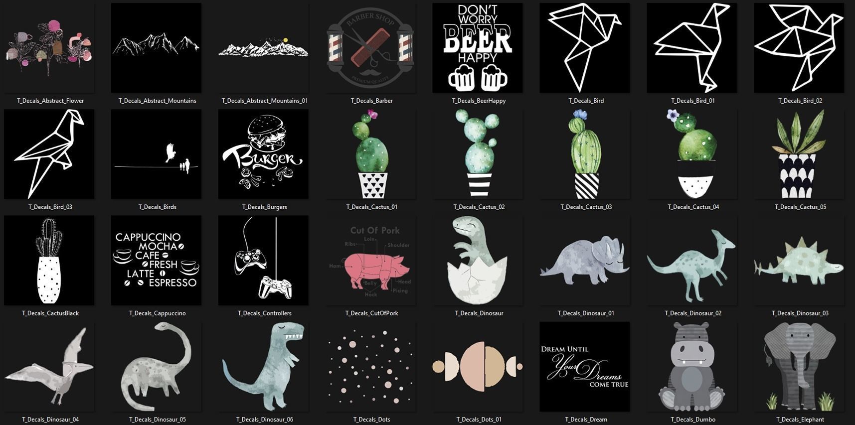 64 Decorative Cutouts Wall Decals 4K PNG Texture_1