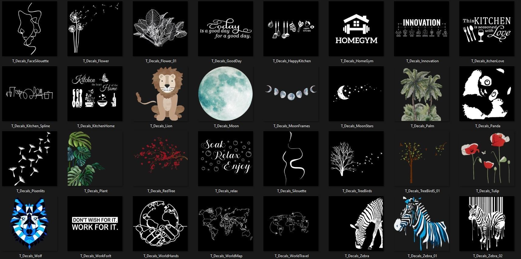 64 Decorative Cutouts Wall Decals 4K PNG Texture_2