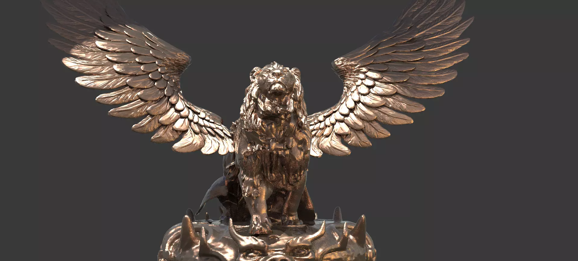 Great Lion Statue Gold  3D model_0